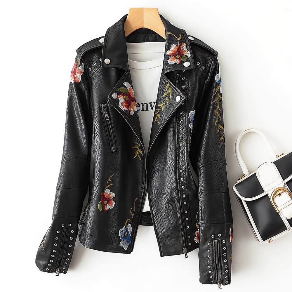 L'Atérribelle Bloom Leather Jacket