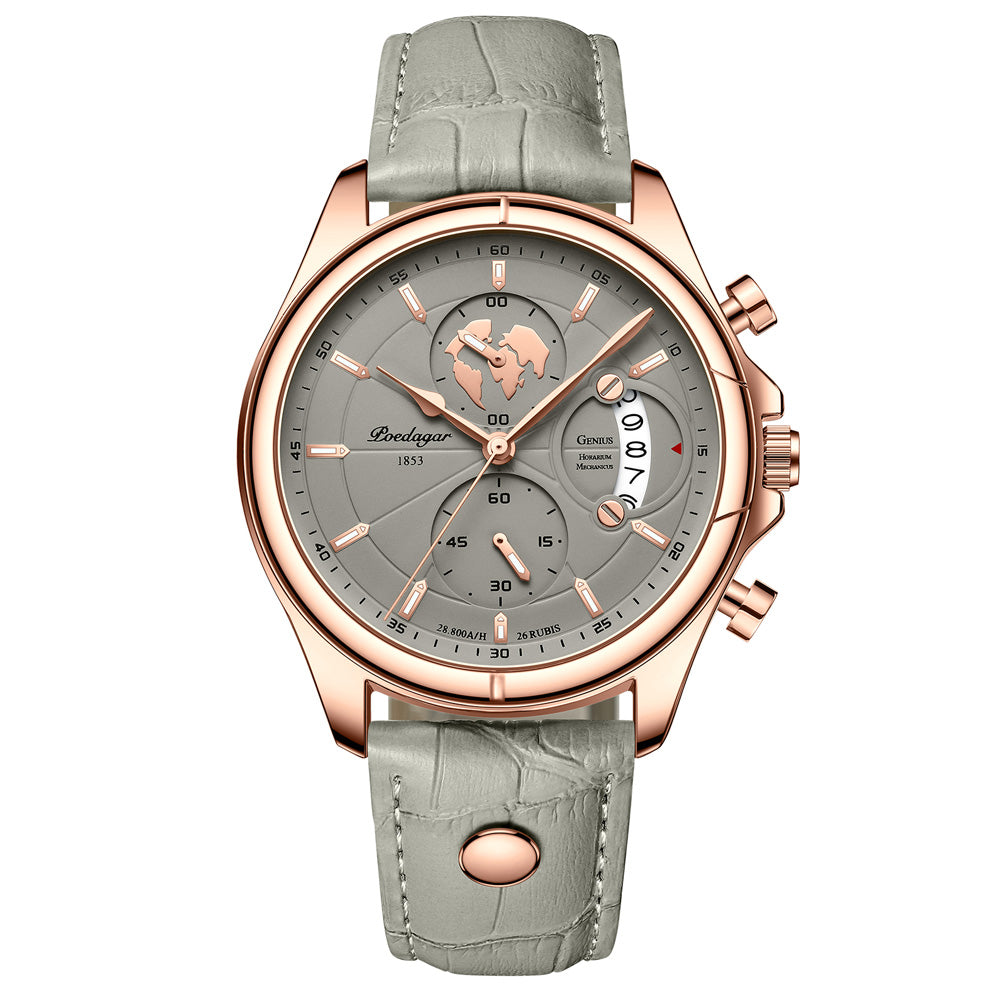 'Classic Explorer II' Leather Strap Watch