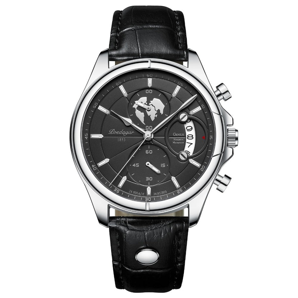 'Classic Explorer II' Leather Strap Watch