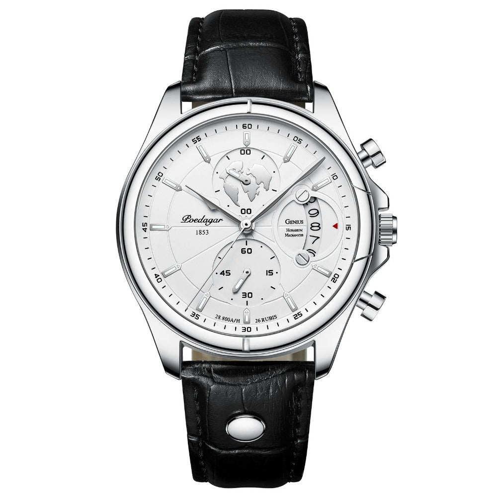 'Classic Explorer II' Leather Strap Watch
